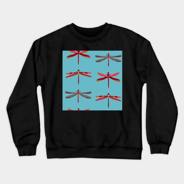 Stacked Thailand red dragonflies on light blue Crewneck Sweatshirt by Ipoole